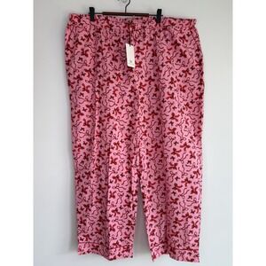 Print Fresh PJ Pants Bows Ribbons Size XL Organic Cotton Pink Preppy Whimsy NEW